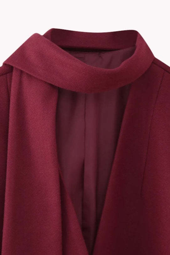 Scarf Collar Single Breasted Wool Coat coats