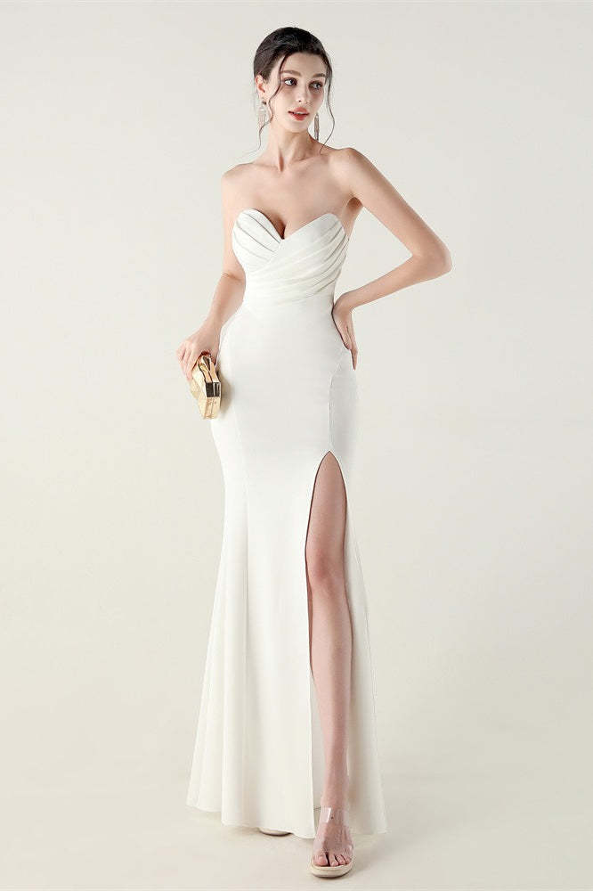 Strapless Sweetheart Pleated Party Dress