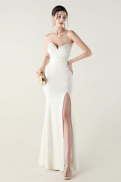 Strapless Sweetheart Pleated Party Dress