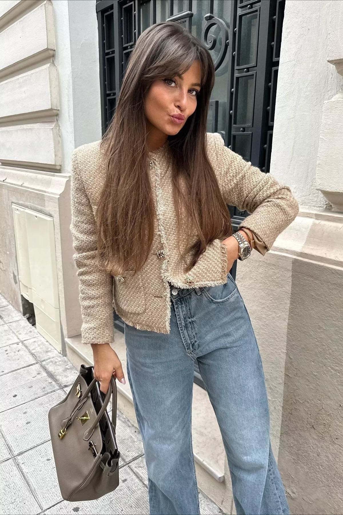 Tweed Single Breasted Short Coat coats