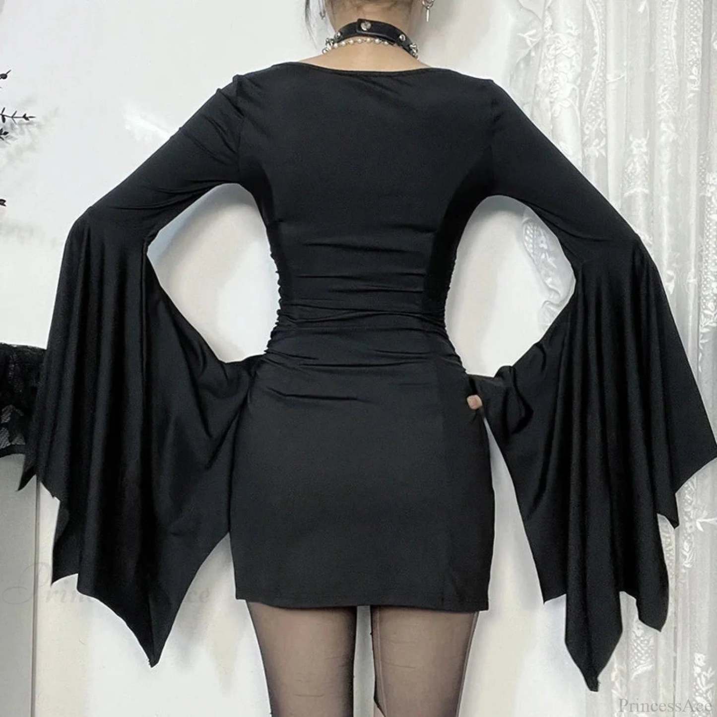 Batwing Lengthy Sleeve Mini Dress