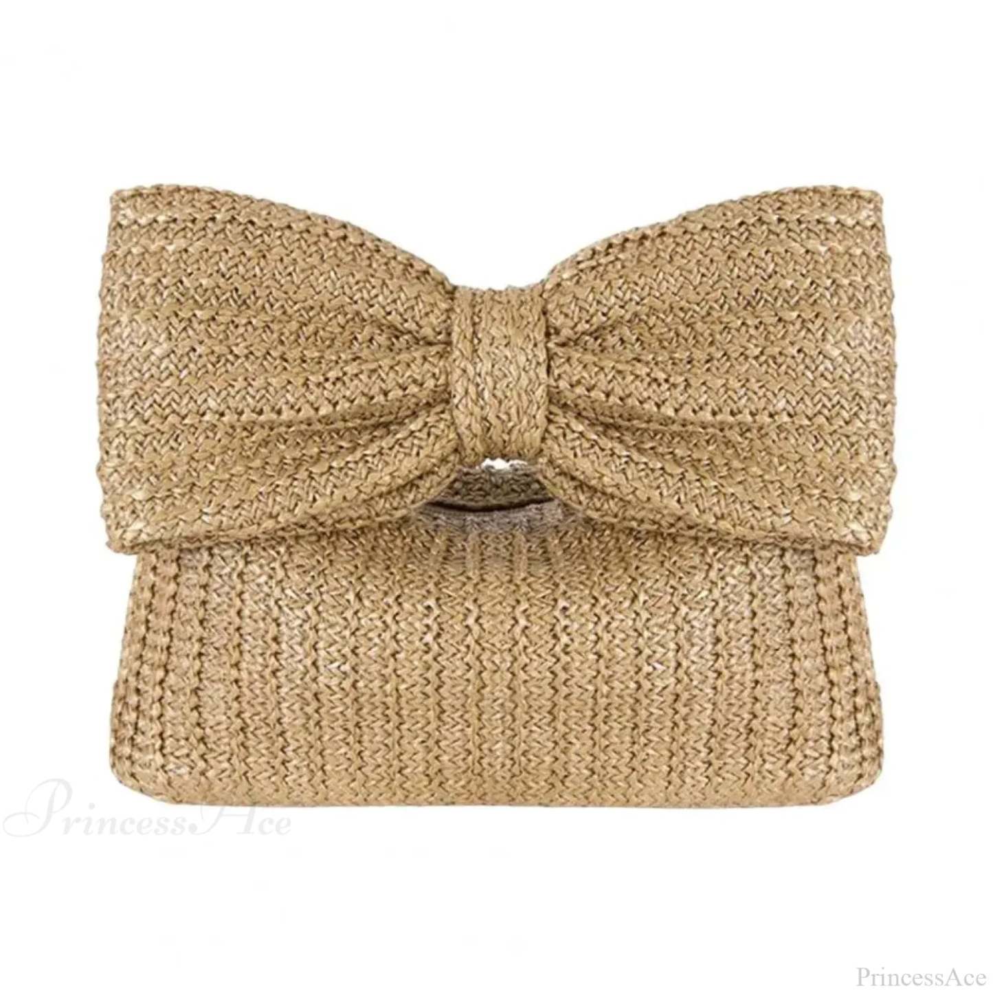 Beach Bow Crescent Shape Straw Clutch Wristlet Khaki wristlet-250126