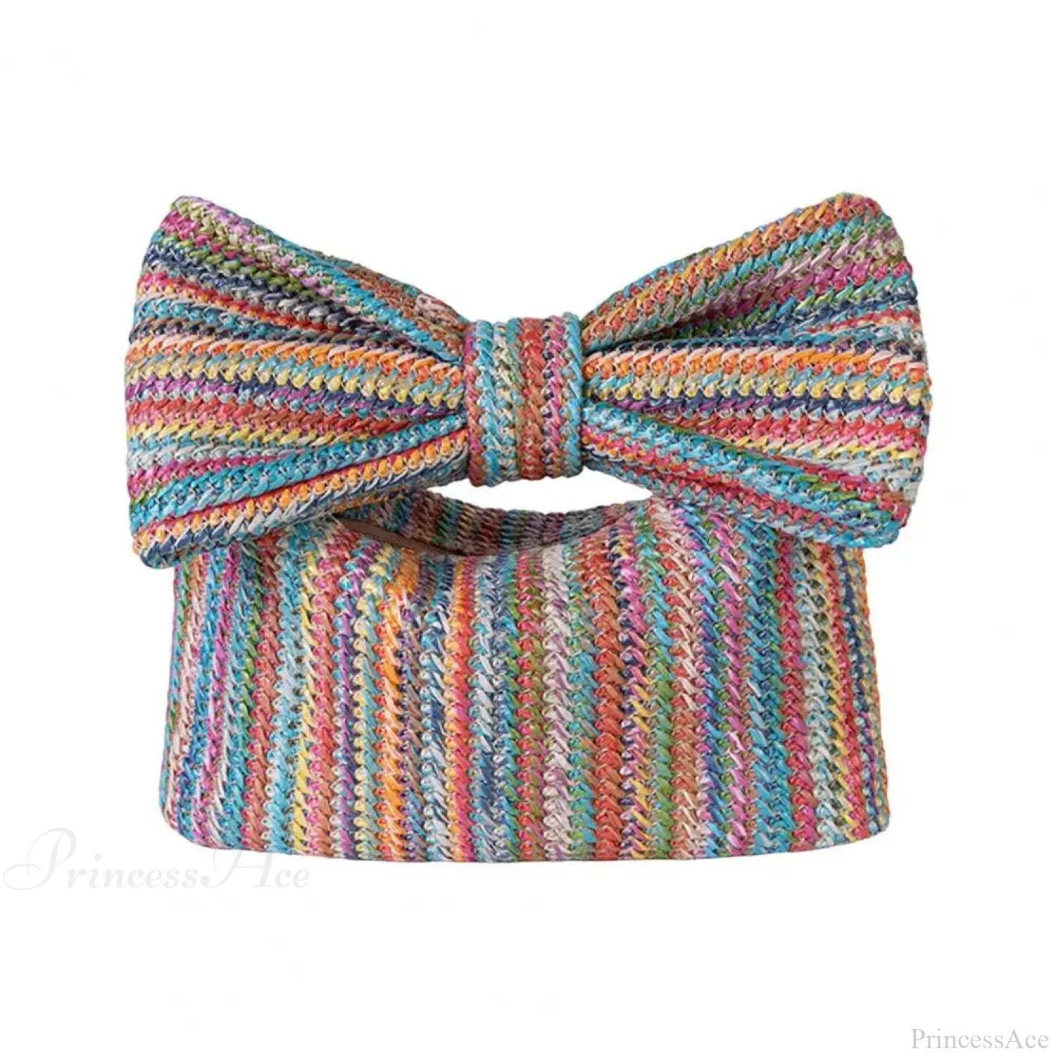 Beach Bow Crescent Shape Straw Clutch Wristlet Multicolor wristlet-250126