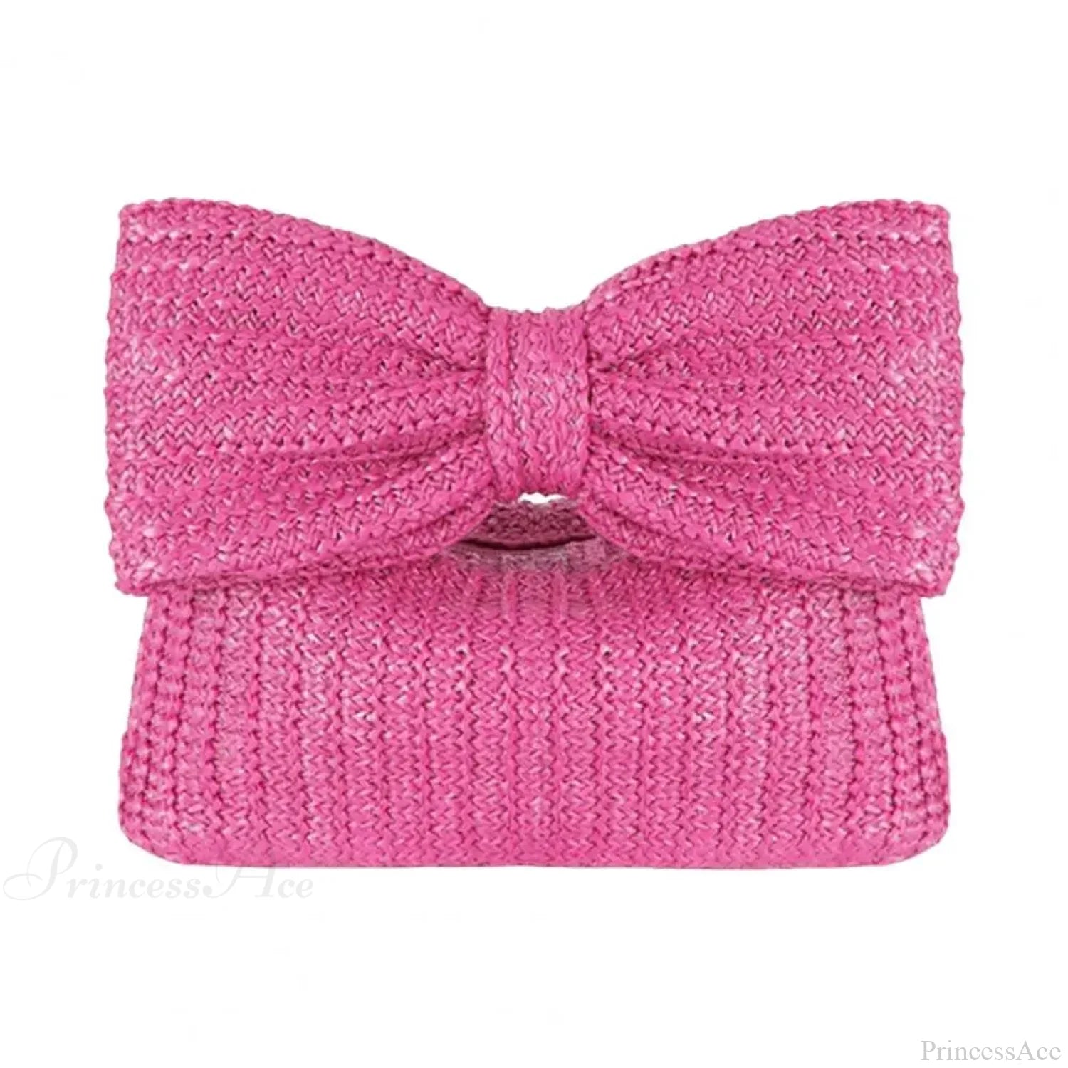 Beach Bow Crescent Shape Straw Clutch Wristlet Rose Red wristlet-250126