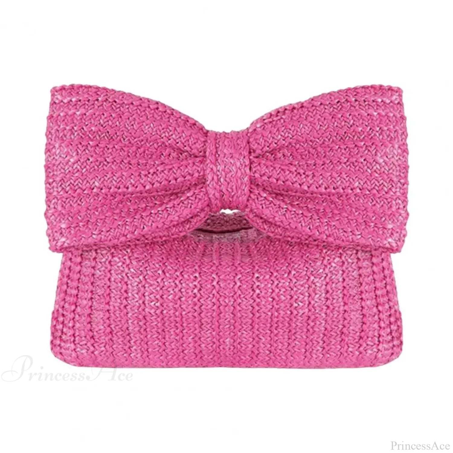 Beach Bow Crescent Shape Straw Clutch Wristlet Rose Red wristlet-250126