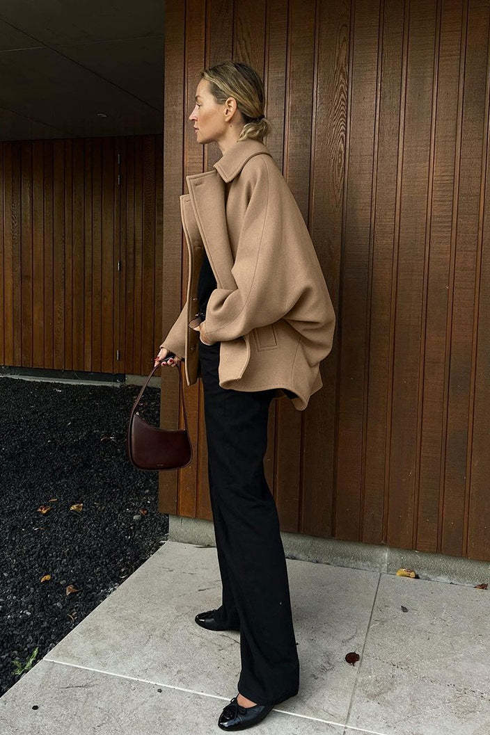 Batwing Sleeve Wool Blend Coat coats
