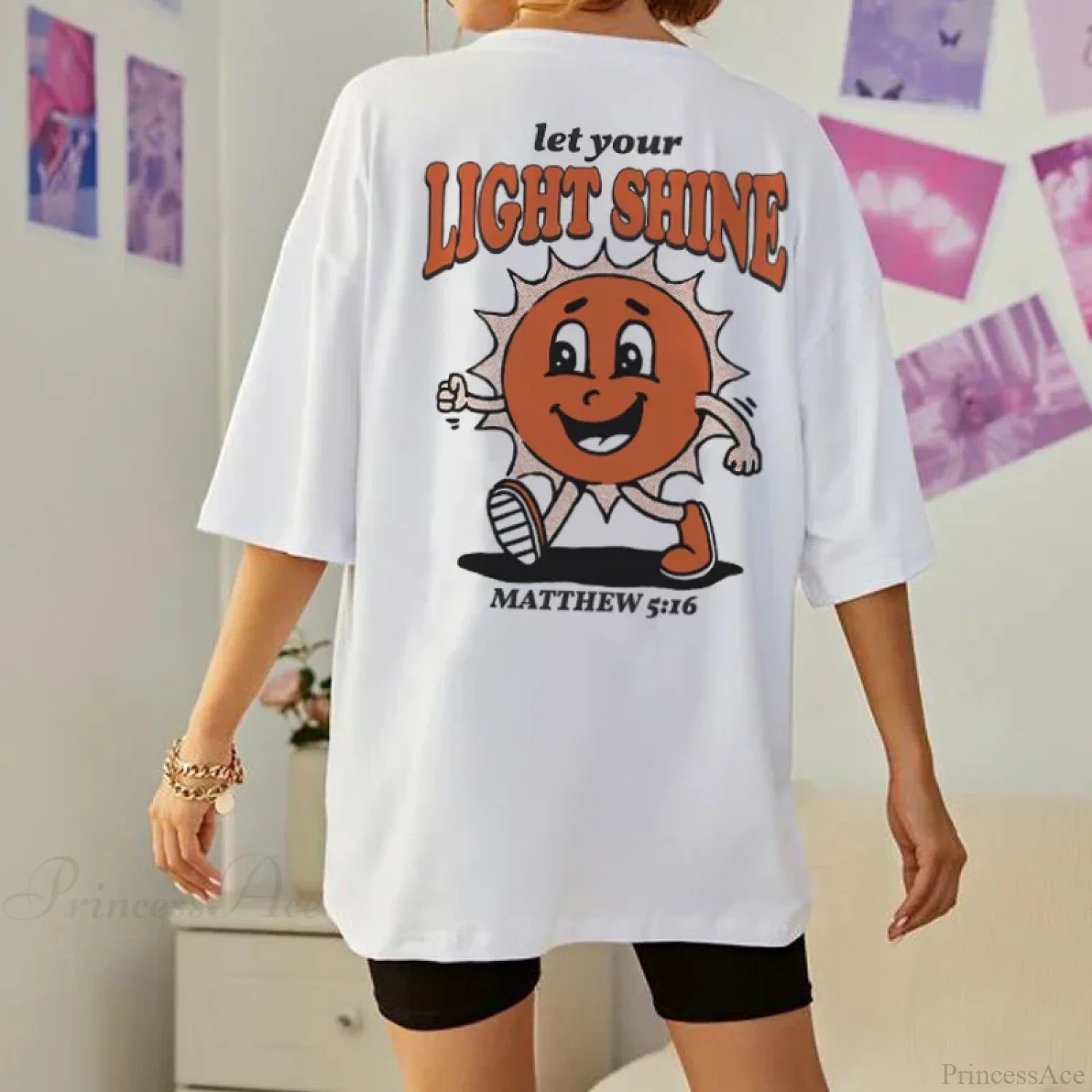 Bible Verse Cartoon Back Print T-shirt WHITE / S t-shirt-250223