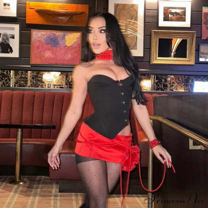 Black Asymetric Stylish Corset Top