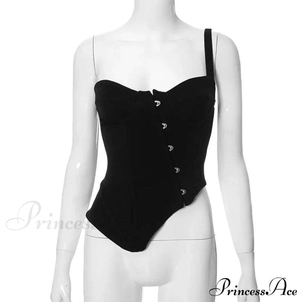 Black Asymetric Stylish Corset Top