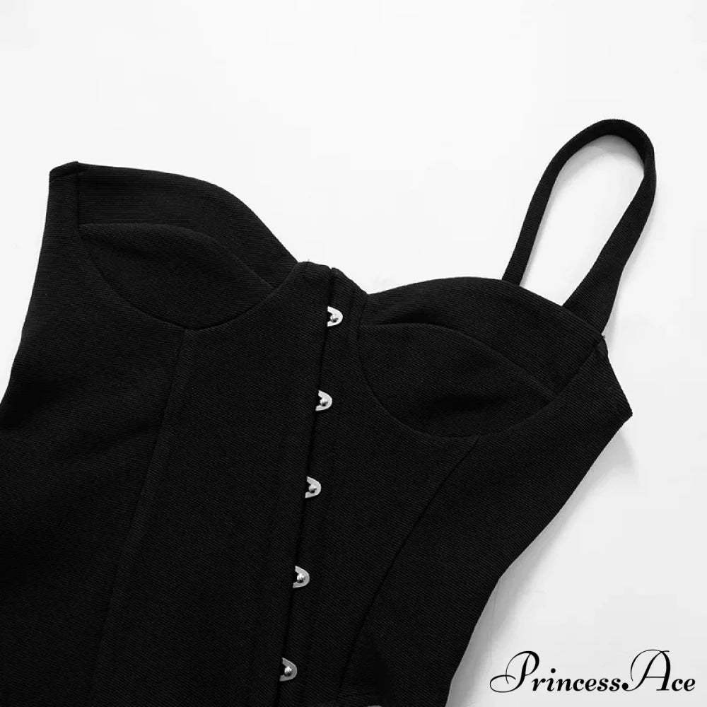 Black Asymetric Stylish Corset Top