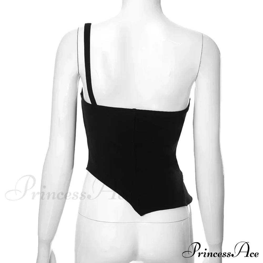 Black Asymetric Stylish Corset Top