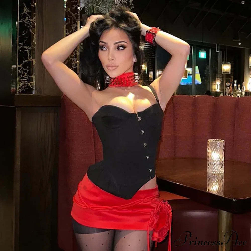 Black Asymetric Stylish Corset Top