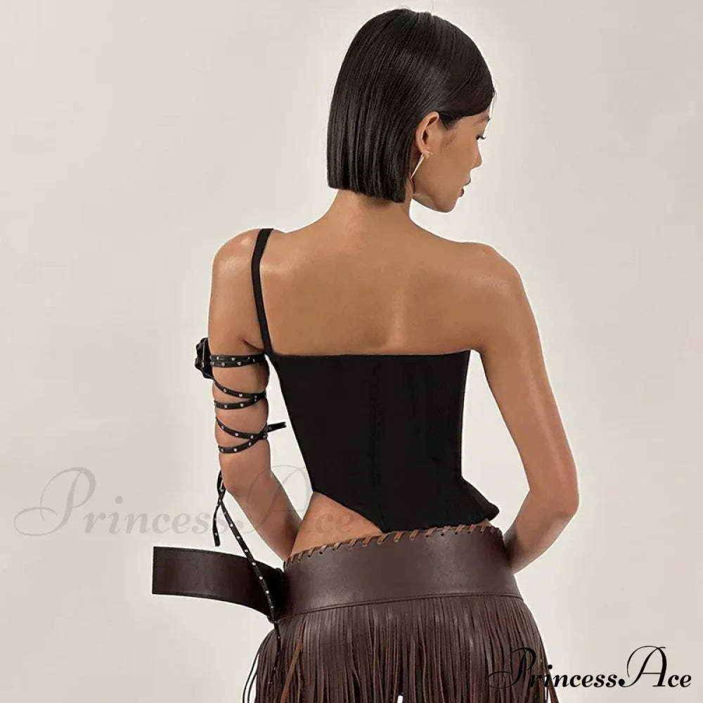 Black Asymetric Stylish Corset Top