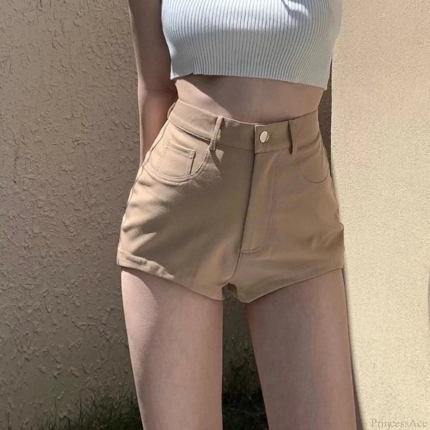Black High Waist Booty Short apricot / S