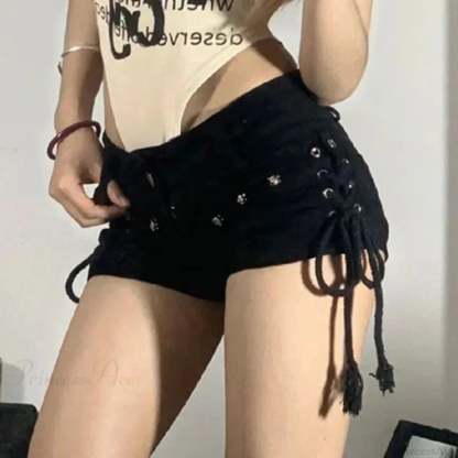 Black High Waist Denim Short