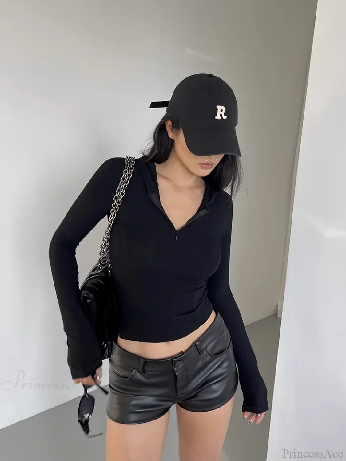 Black PU High Waist Short