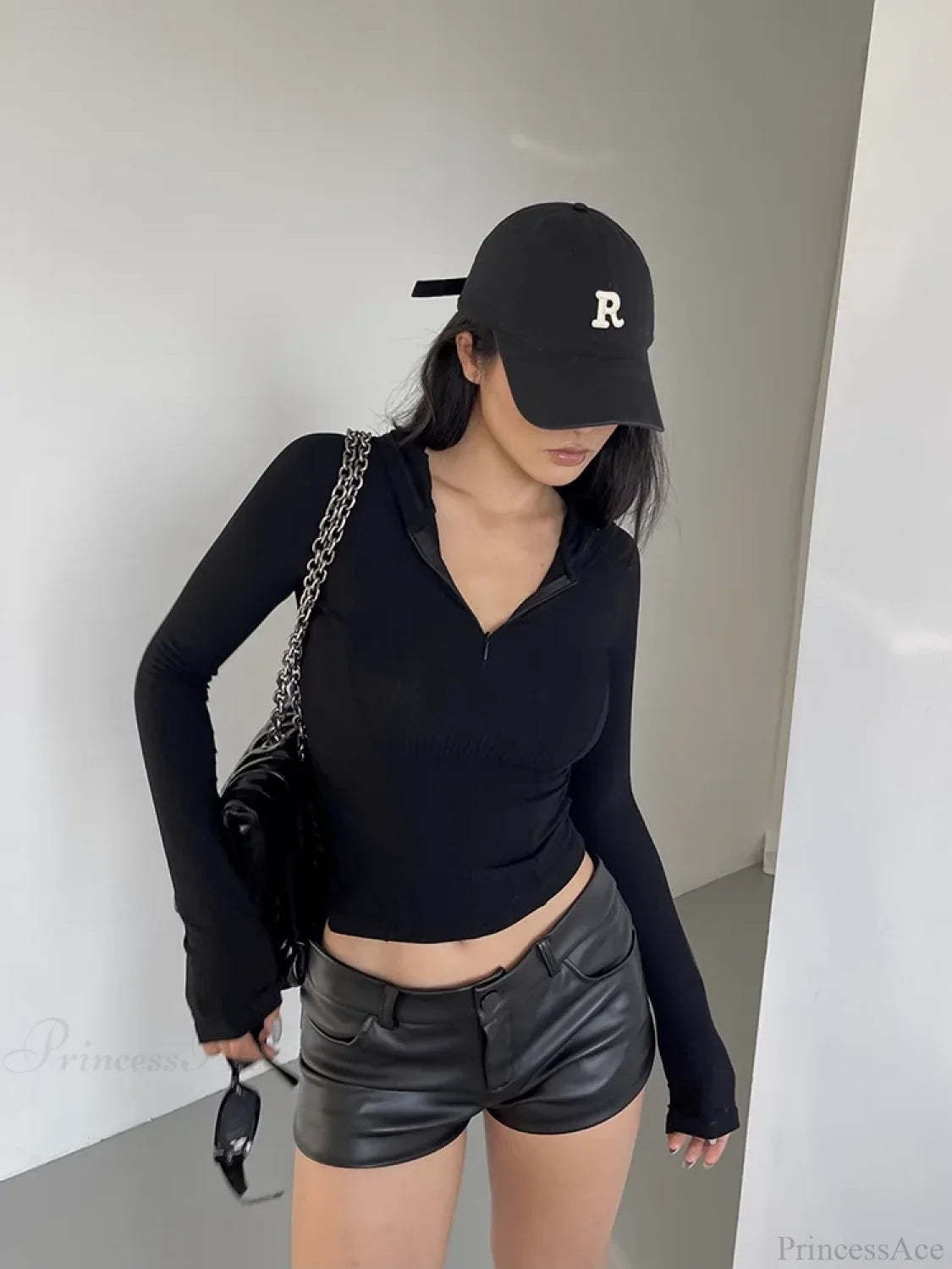 Black PU High Waist Short