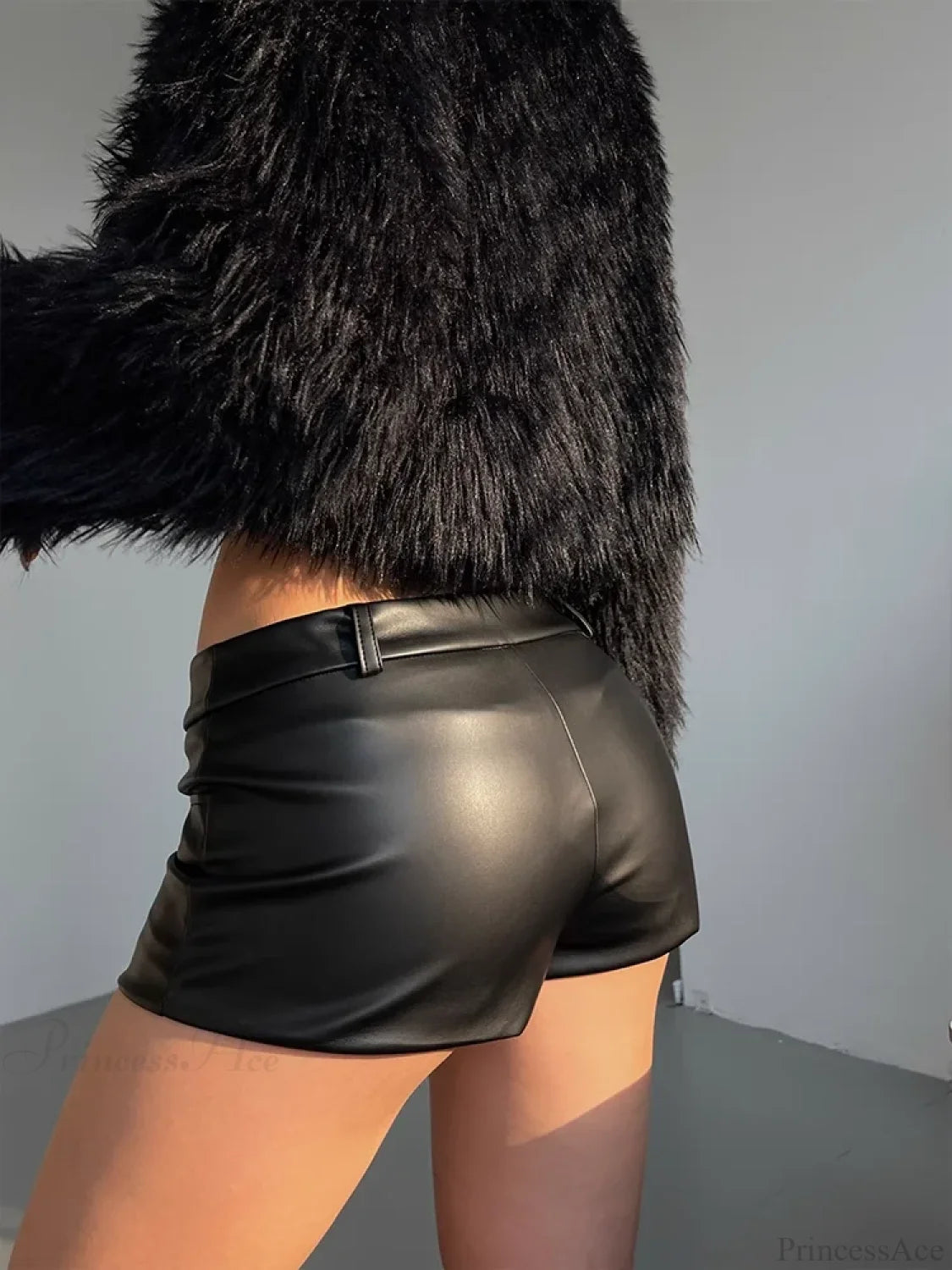 Black PU High Waist Short