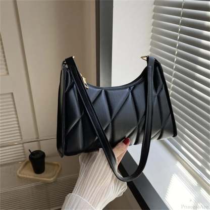 Solid Color PU Leather Underarm Crossbody Black crossbody-250126
