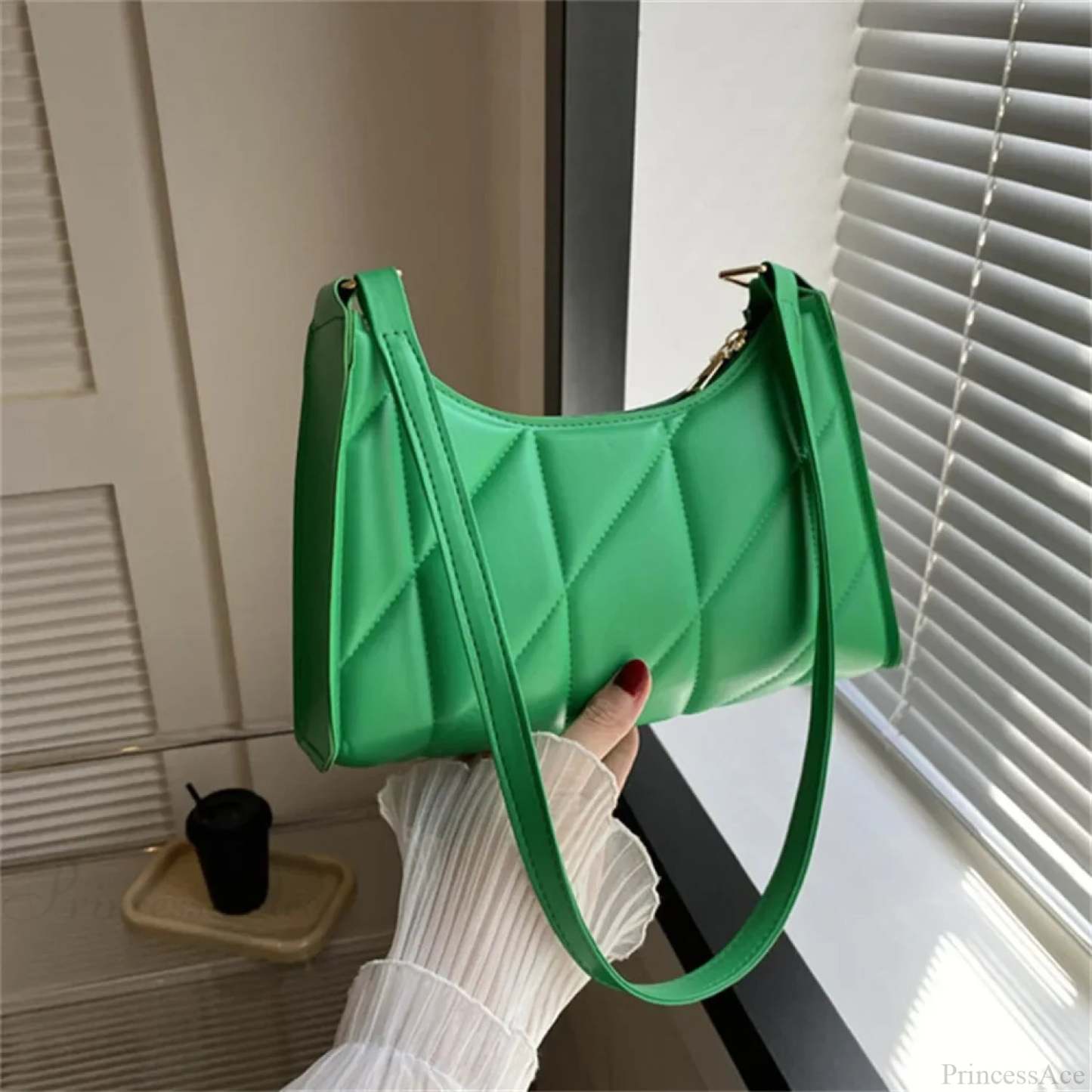 Solid Color PU Leather Underarm Crossbody Green crossbody-250126