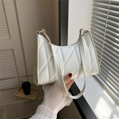 Solid Color PU Leather Underarm Crossbody White crossbody-250126