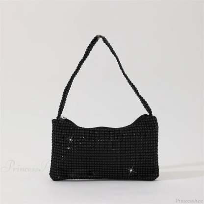 Bling Rhinestone Evening Purse Diamond Shoulder Wedding Party Clutch Black clutchbag-250126