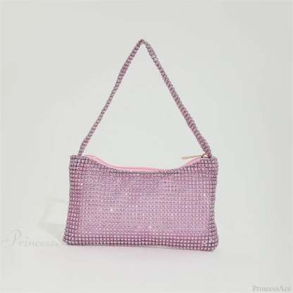 Bling Rhinestone Evening Purse Diamond Shoulder Wedding Party Clutch Pink clutchbag-250126