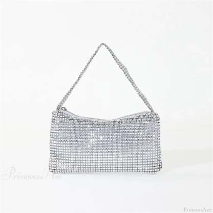 Bling Rhinestone Evening Purse Diamond Shoulder Wedding Party Clutch Silver clutchbag-250126