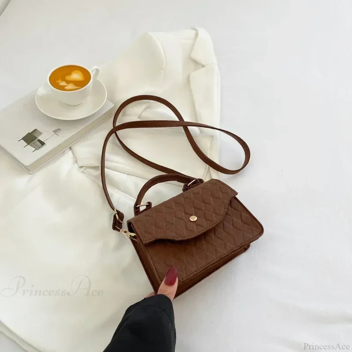 Blue Subaxillary Korean Fashion Shoulder Handbag Brown handbag-250126