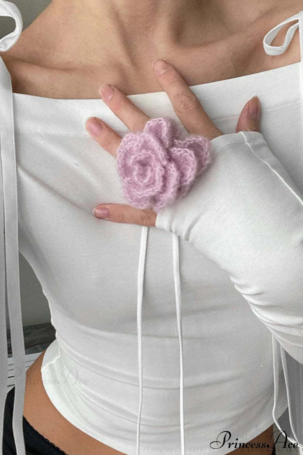 Bow Belted Off Shoulder Backless Long Sleeve Crop Top