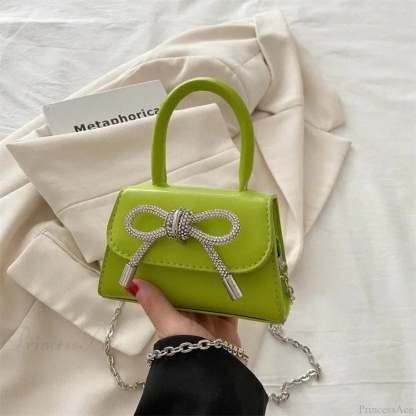 Bow Design Solid Color Mini PU Crossbody Green crossbody-250126