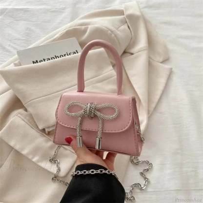 Bow Design Solid Color Mini PU Crossbody Pink crossbody-250126