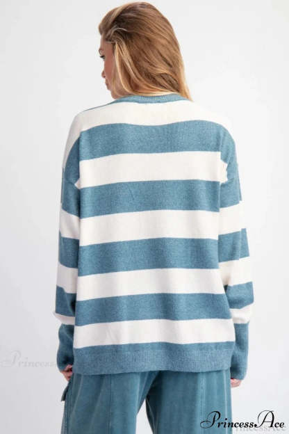 Bow Detail Jacquard Crewneck Long Sleeve Sweater