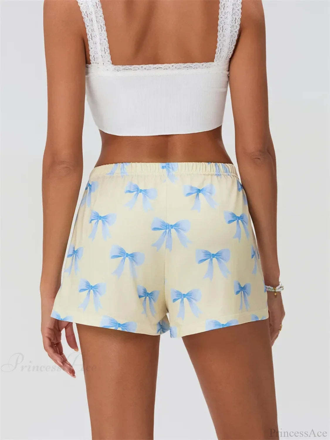 Bow Print Elastic Sleep Short short-250223