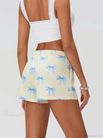 Bow Print Elastic Sleep Short short-250223