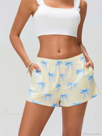 Bow Print Elastic Sleep Short short-250223