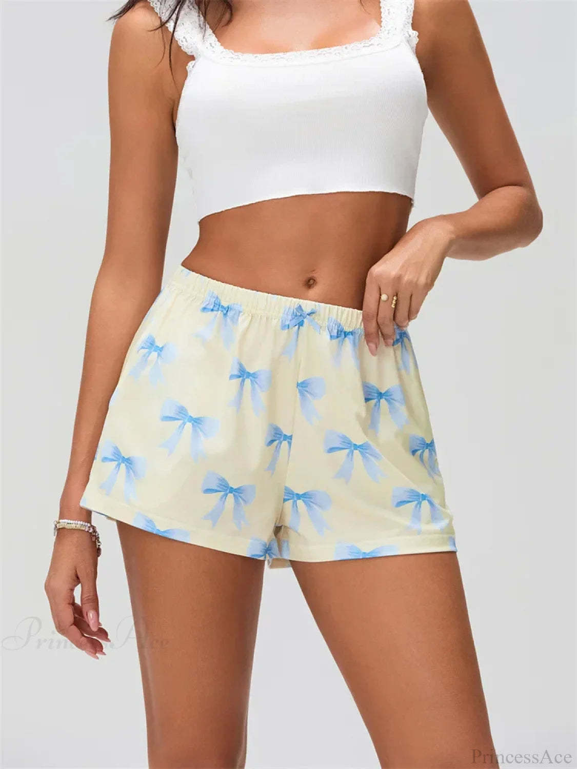 Bow Print Elastic Sleep Short short-250223