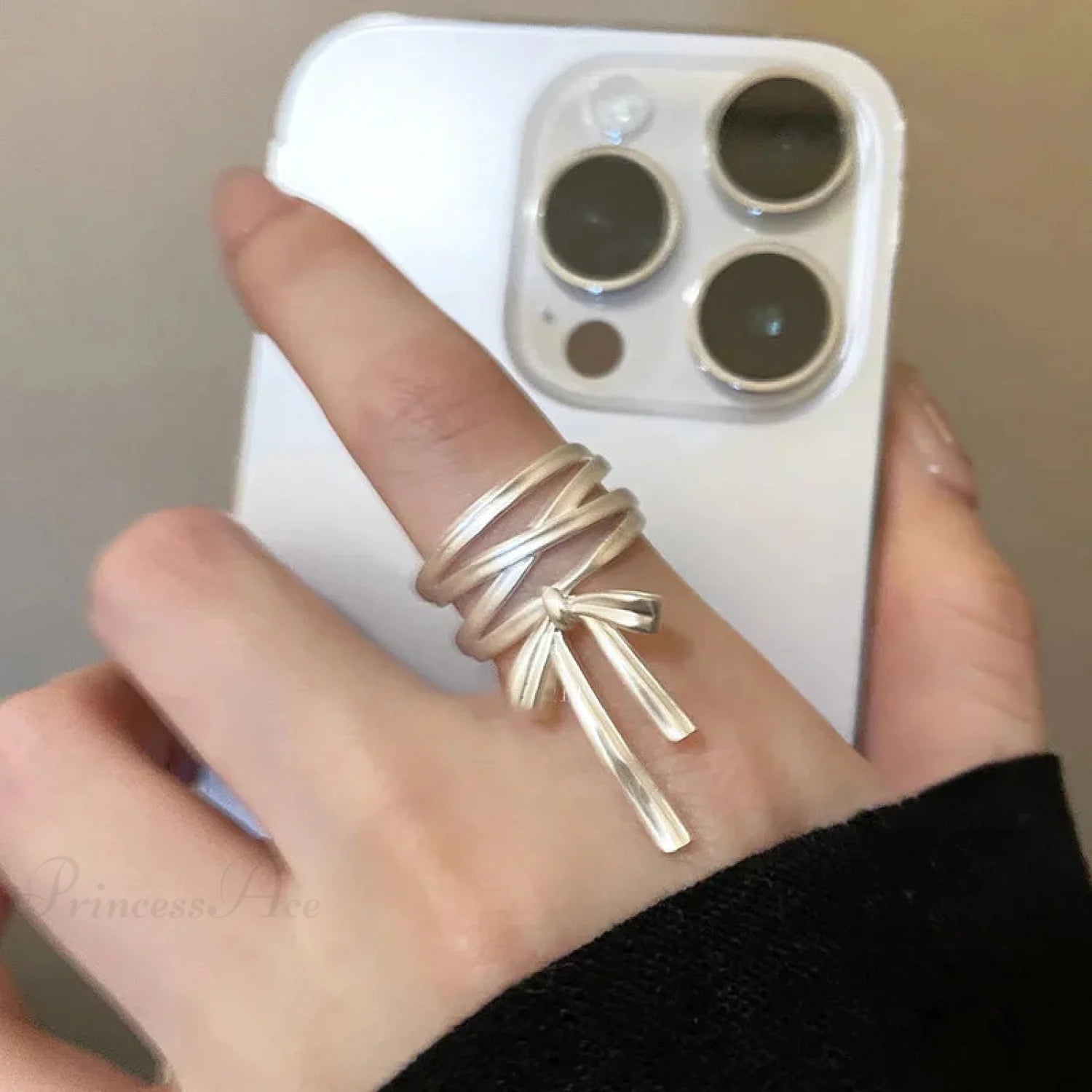 Bow Ribbon Gothic Adjustable Ring