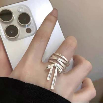 Bow Ribbon Gothic Adjustable Ring