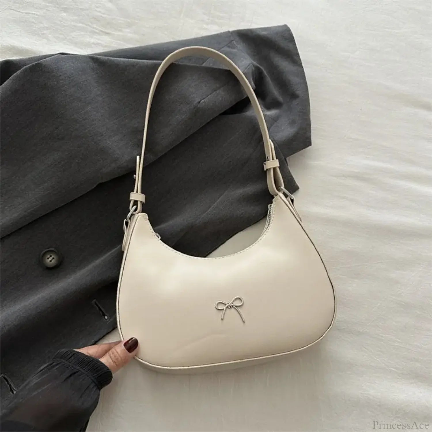 Bowknot Solid PU Leather Shoulder Bag Style B shoulder-250126
