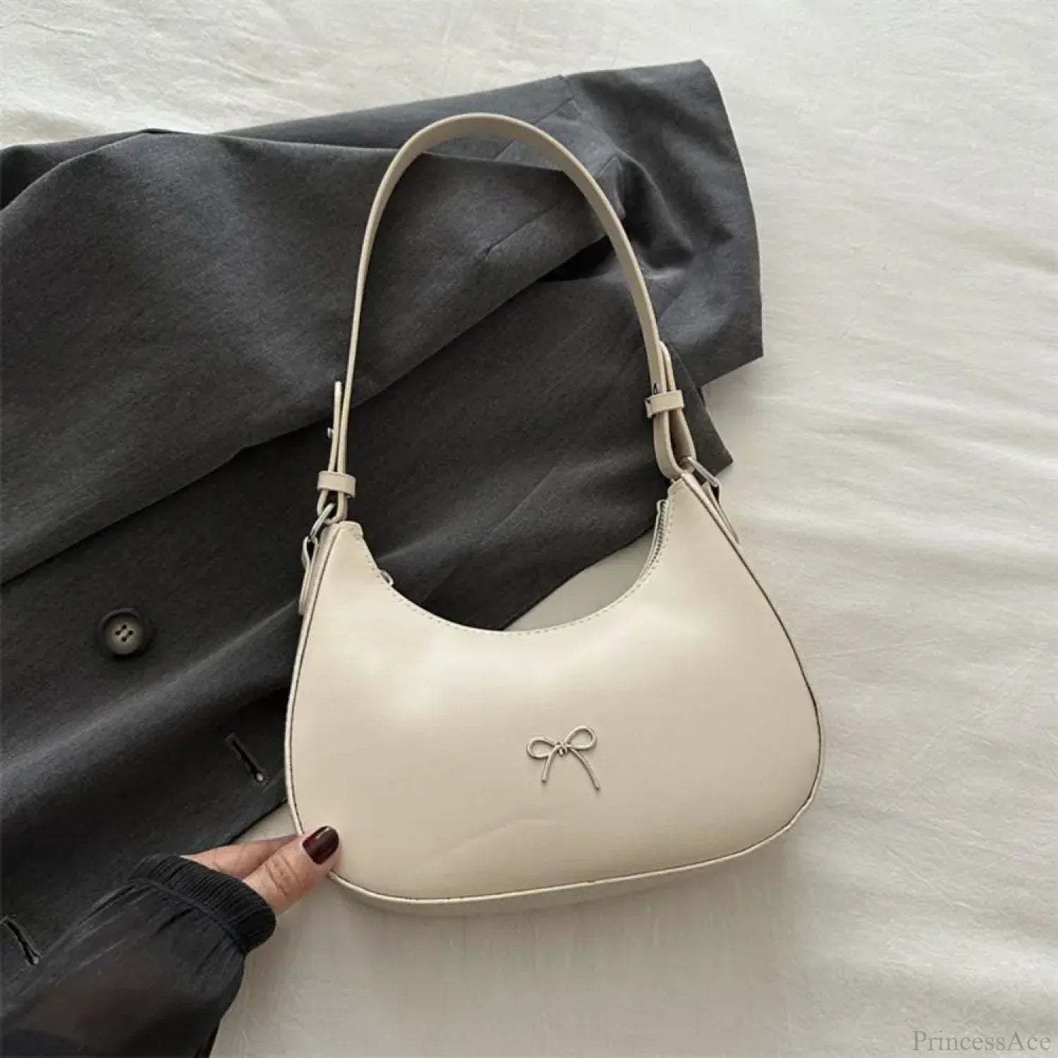 Bowknot Solid PU Leather Shoulder Bag Style B shoulder-250126