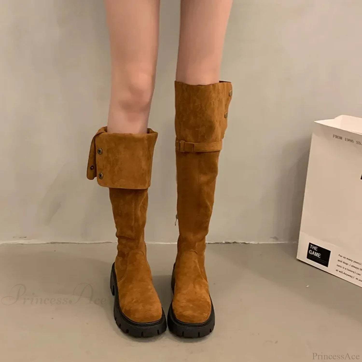 Brand New Female Platform Thigh High Slim Chunky Heels Party Knee High Boot