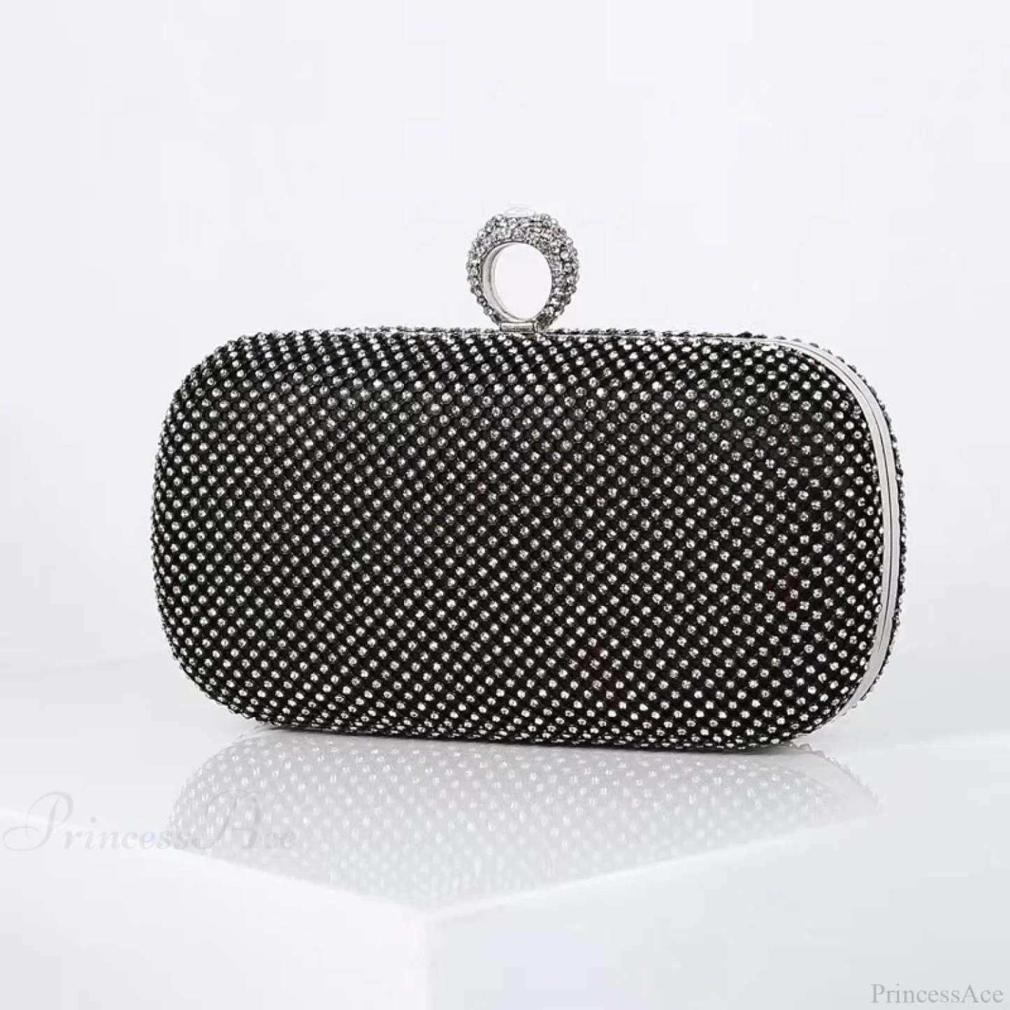 Bridal Crystal Gold Evening Clutch Wristlet M / Black wristlet-250126