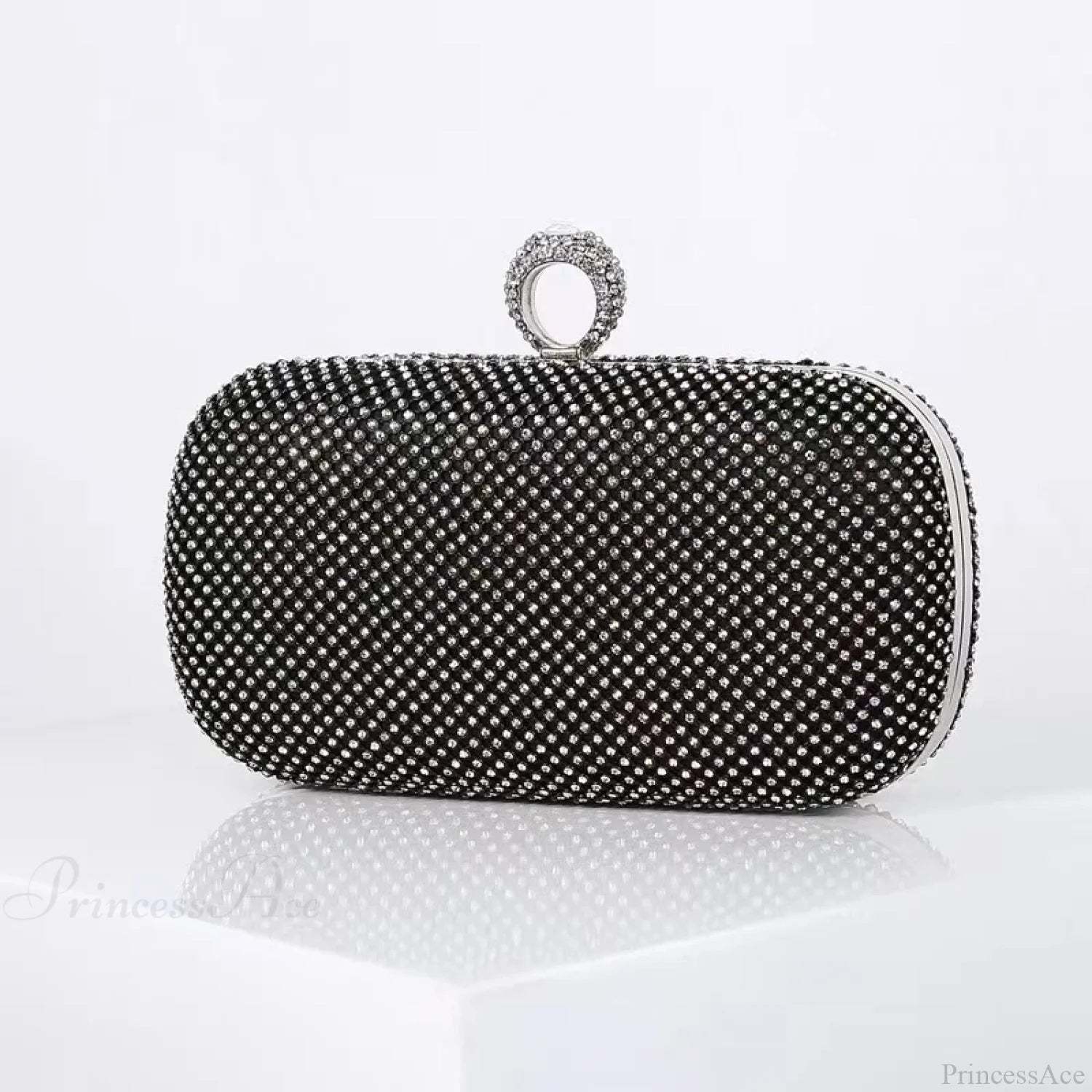 Bridal Crystal Gold Evening Clutch Wristlet M / Black wristlet-250126