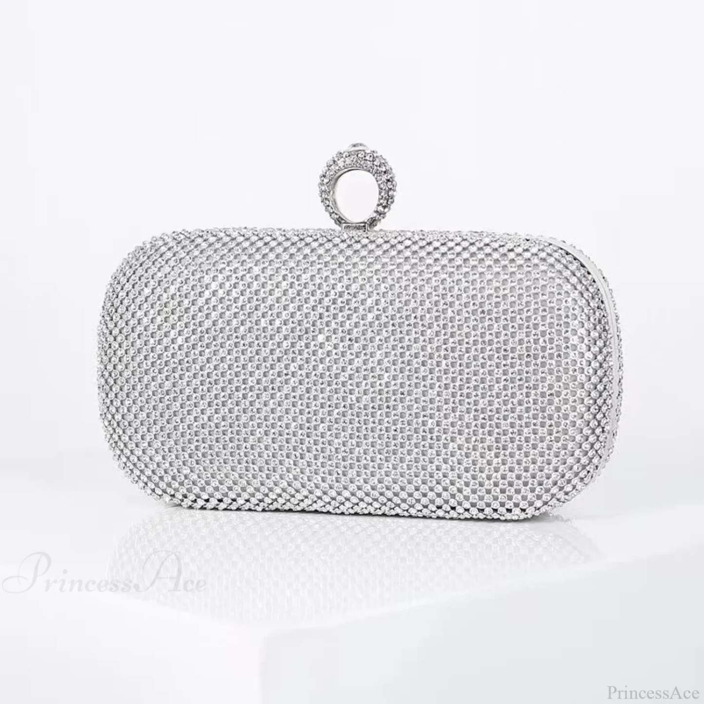 Bridal Crystal Gold Evening Clutch Wristlet M / Silver wristlet-250126