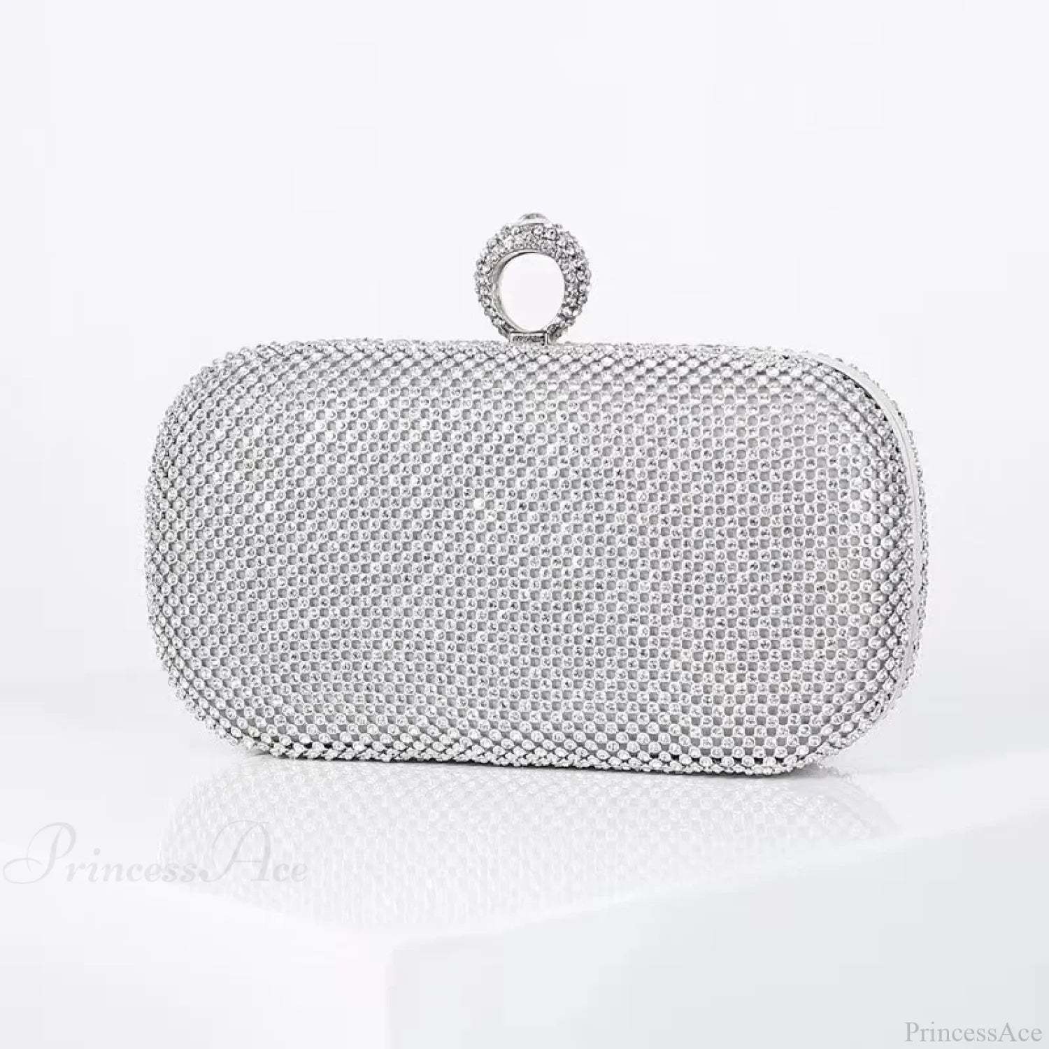 Bridal Crystal Gold Evening Clutch Wristlet M / Silver wristlet-250126
