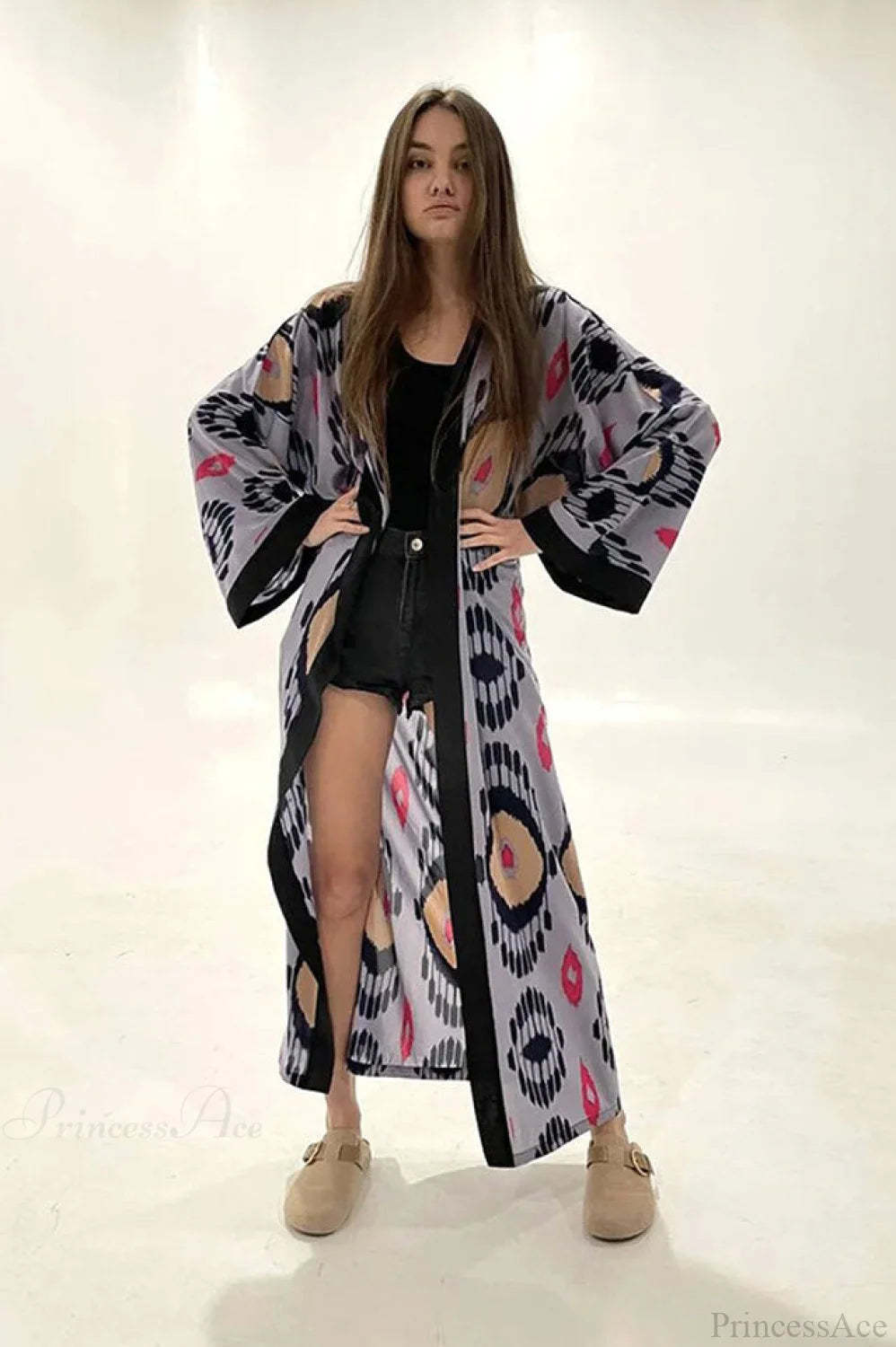 Brigitte One Of A Graceful Kind Ikat Maxi Kimono 8# / Size