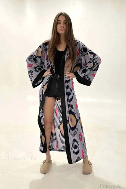 Brigitte One Of A Graceful Kind Ikat Maxi Kimono 8# / Size