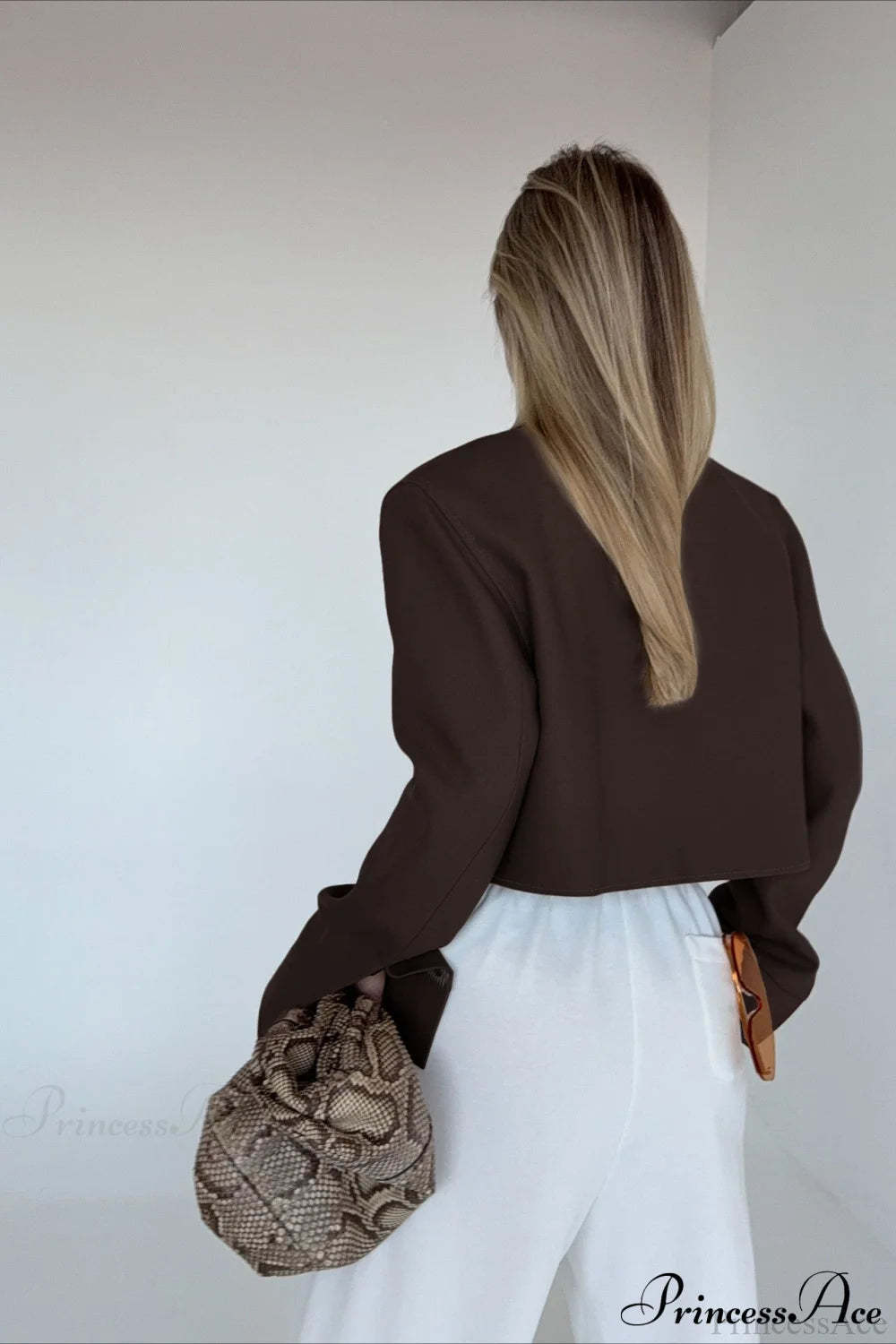 Brown Zip Short Jacket Chic Coat