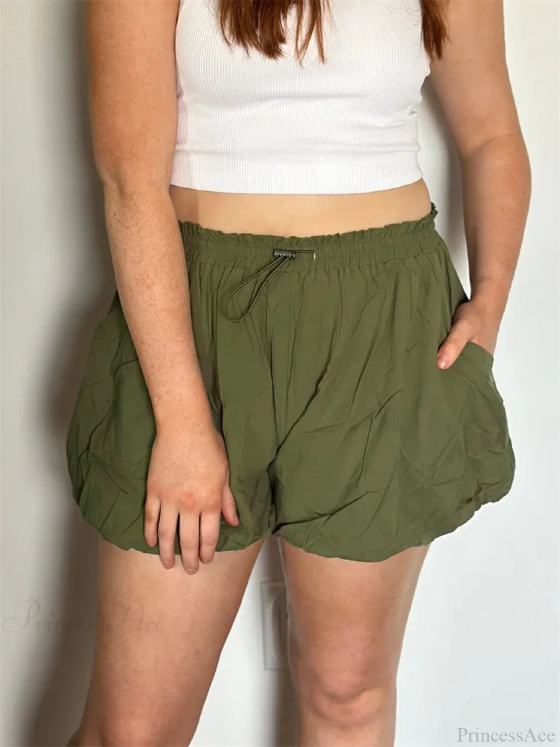 Bubble Pocket Drawstring Short green / S short-250223